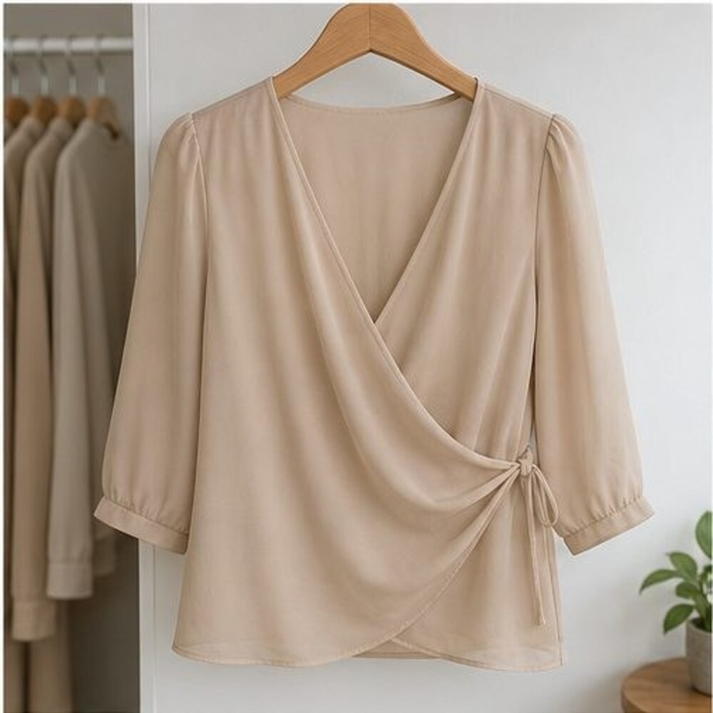 Sand Tie Neck Blouse